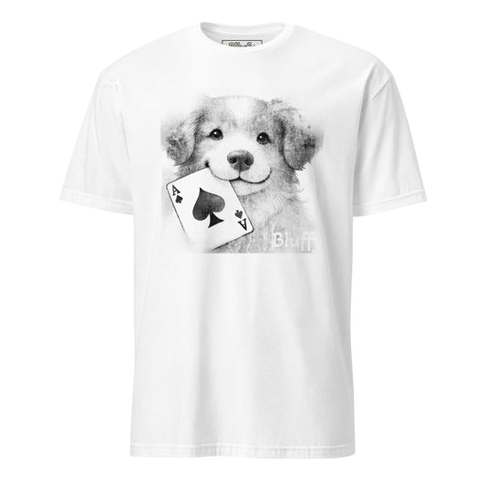 ユニセックスTシャツ~トランプを咥える犬-モノクロ~